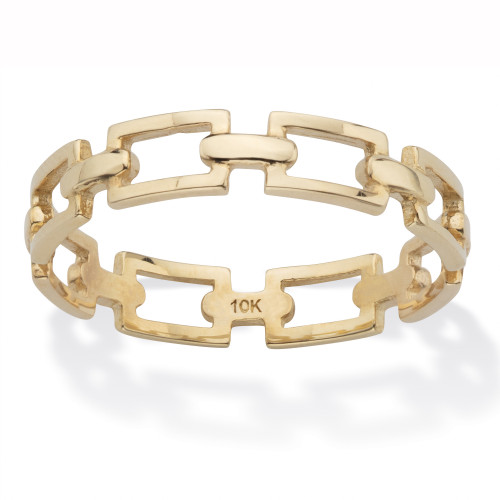 Stackable Paperclip Link Eternity Ring 10K Yellow Gold