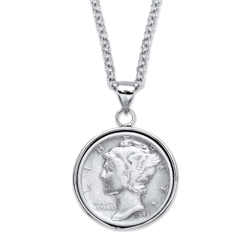 Genuine Silver Commemorative Year to Remember Coin Pendant Necklace in Silvertone 18"-21"