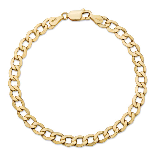 Curb-Link Chain Bracelet in Solid 10k Yellow Gold 8" (5.25mm)