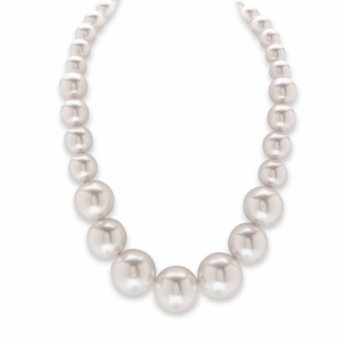 Graduated Cream Simulated Pearl Silvertone Strand Necklace 18" - 21"