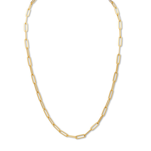 Yellow Gold Ion-Plated Stainless Steel Paperclip Necklace 18 Inch