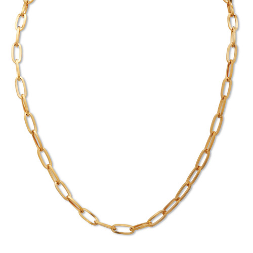 Gold Ion-Plated Stainless Steel Paperclip Necklace 18 Inch