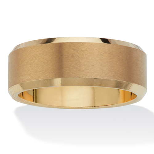 Men's Brushed Finish Gold Ion-Plated Tungsten Bevel Edge Wedding Band