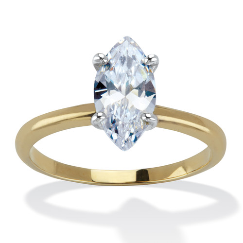 2 TCW Marquise Cubic Zirconia 18k Yellow Gold-Plated Solitaire Engagement Ring