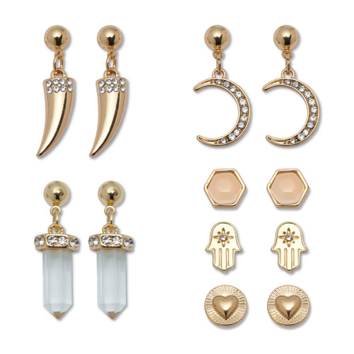 Crystal 14k Yellow Gold-Plated Earring Set