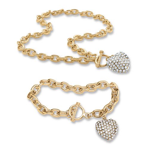 BOGO Buy Our Simulated Birthstone Heart Charm Necklace and Receive Our Simulated Birthstone Heart Charm Bracelet FREE