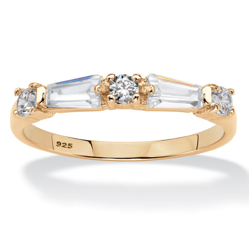 Round and Baguette Cubic Zirconia Wedding Band .98 TCW in 14k Yellow Gold-plated Sterling Silver