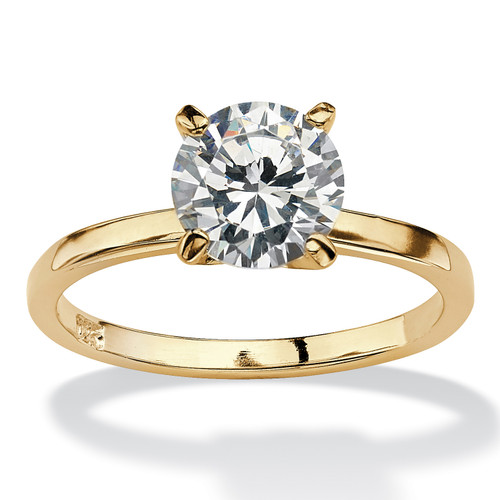 Cubic Zirconia Solitaire Engagement Ring 2.0 TCW in 14k Yellow Gold-plated Sterling Silver