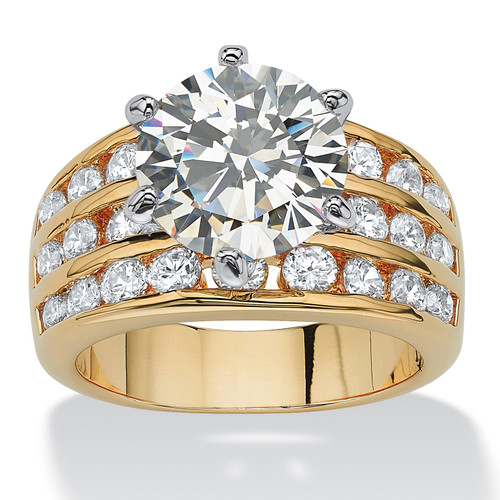 3.88 TCW Round Cubic Zirconia Ring in Yellow Goldtone