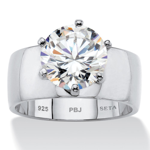 4 TCW Round White Cubic Zirconia .925 Sterling Silver Solitaire Engagement Ring 