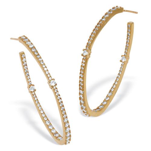 Round Crystal Goldtone Hoop Earrings, 46mm