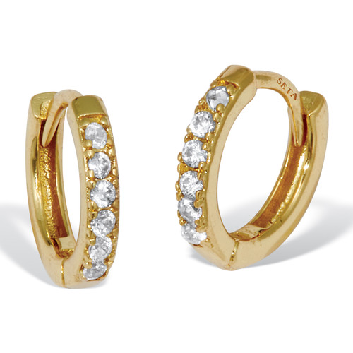 Round Crystal Goldtone Hoop Earrings, 12mm
