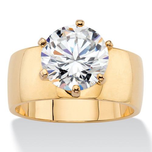 Round Cubic Zirconia Solitaire Engagement Ring 4.0 TCW in 14k Yellow Gold-Plated    