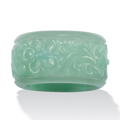 Genuine Green Jade Flower Eternity Band
