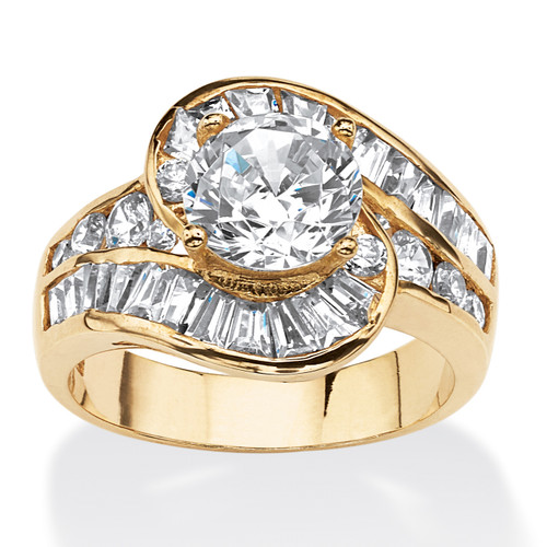 4.79 TCW Round Cubic Zirconia Bypass Ring in 14k Gold-Plated   