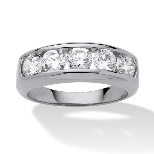 Men's 2.50 TCW Round Cubic Zirconia Ring in Platinum-plated 