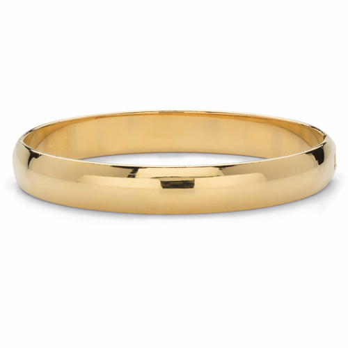 Goldtone Hinged Polished Bangle Bracelet 7.5 inches