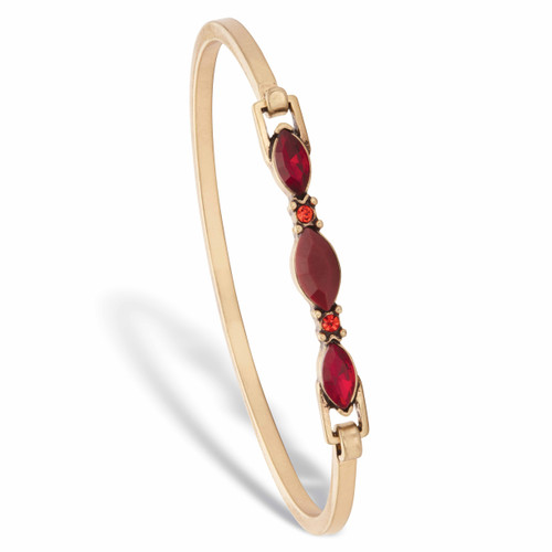Red Marquise-Cut Crystal Bangle Bracelet in Goldtone 7"