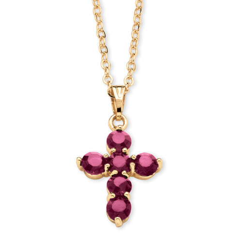 Simulated Birthstone Cross Pendant (15.5mm) Necklace in Yellow Goldtone