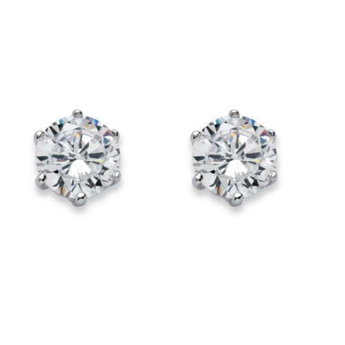 Simulated Birthstone Stud Earrings in .925 Sterling Silver