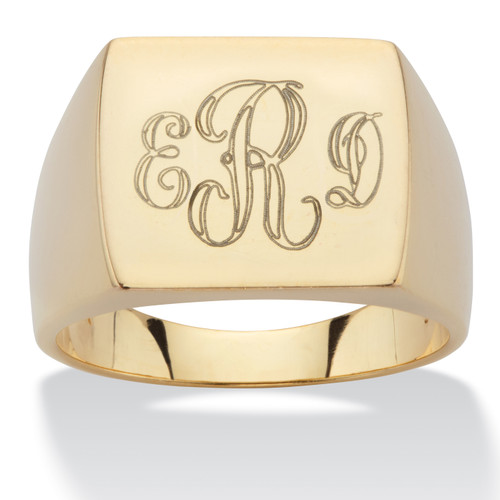 Men's Personalized Initial I.D. Ring in Gold-Plated