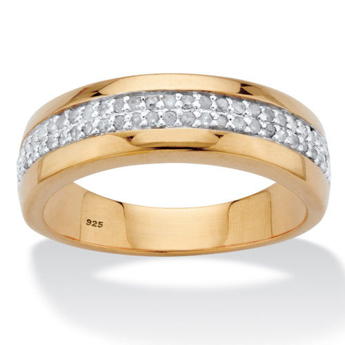 Men's 1/5 TCW Diamond Accent Wedding Ring in 18k Gold-plated Sterling Silver