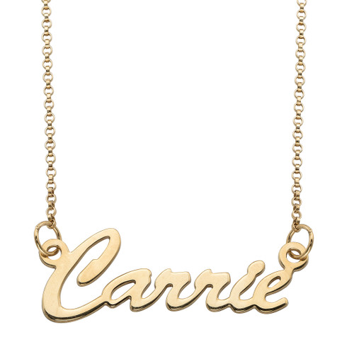 Polished Script Nameplate Necklace in 18k Gold-plated Sterling Silver 18"