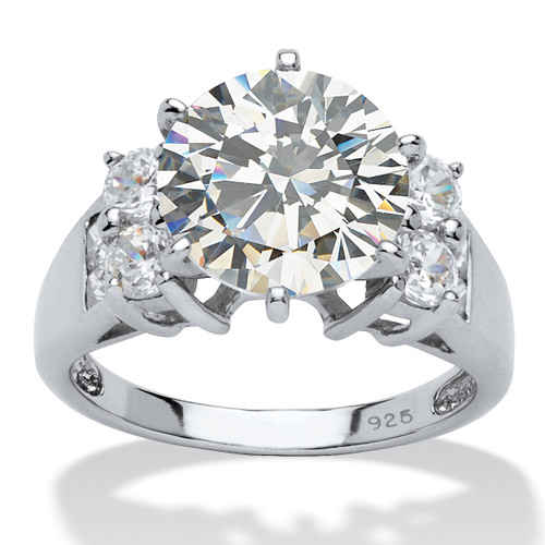 4.66 TCW Round Cubic Zirconia Engagement Anniversary Ring in Platinum-plated Sterling Silver