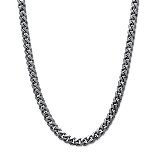 Men's Curb-Link Chain Necklace Black Ruthenium-Plated 24" (10.5mm)