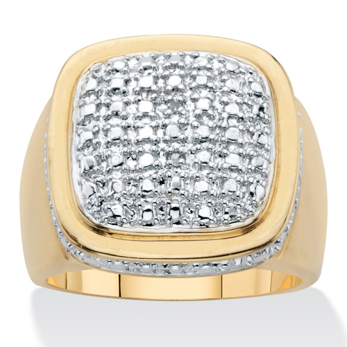 Men's Round Diamond Accent Grid Ring 14K Gold Plated