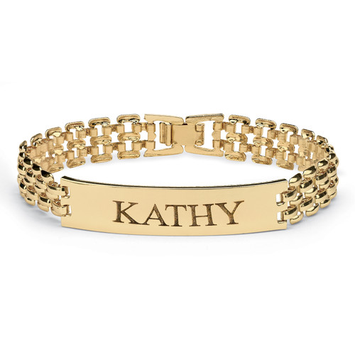 Personalized I.D. Panther-Link Name Bracelet in Yellow Goldtone 7.25"