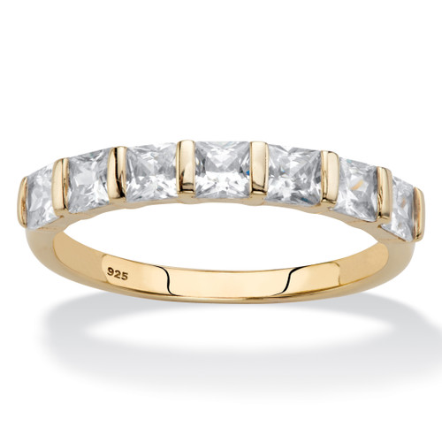 Princess-Cut Cubic Zirconia Channel-Set Ring 1.12 TCW in 14k Gold-plated Sterling Silver