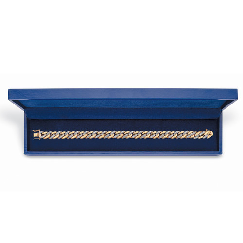 Men's Diamond Accent 18k Gold-Plated Curb-Link Bracelet with FREE Blue Gift Box 8.5"