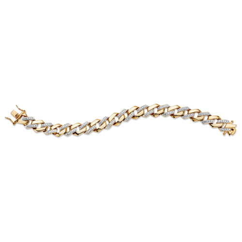 Men's Diamond Accent 18k Gold-Plated Two-Tone Squared Curb-Link Bracelet 8.5"