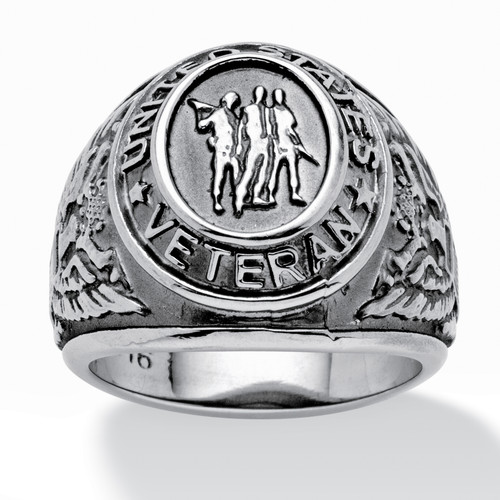 Men's Veteran Signet Ring in Stainless Steel