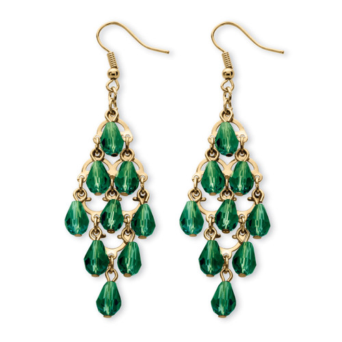 Simulated Birthstone Teardrop Chandelier Earrings in Yellow Goldtone