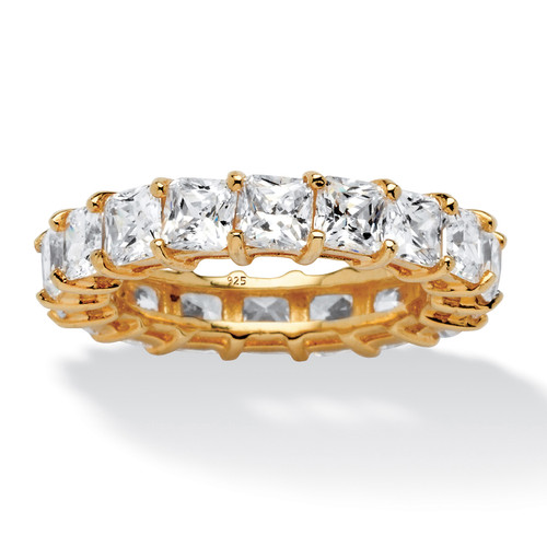 5.40 TCW Princess-Cut Cubic Zirconia Eternity Band in 14k Gold-plated Sterling Silver