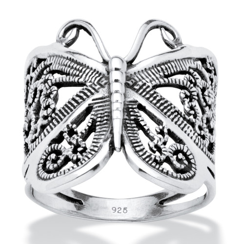 Filigree .925 Sterling Silver Butterfly Wrap Ring