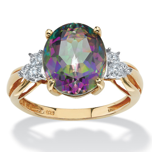 6 TCW Genuine Oval-Cut Fire Topaz Ring in 18k Yellow Gold-plated Sterling Silver