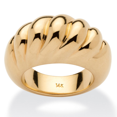 14k Yellow Gold Ultra-Lightweight Nano Diamond Resin Filled Shrimp-Style Dome Ring