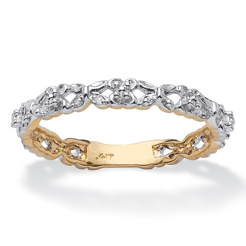 Diamond Accent Stackable Eternity Promise Ring in 10k Yellow Gold