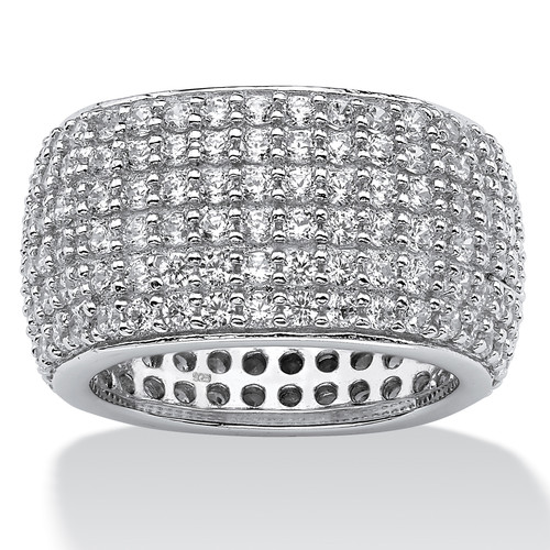 3.00 TCW Pave Cubic Zirconia Multi-Row Eternity Band in Sterling Silver