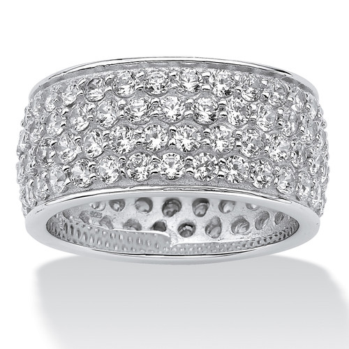 3.30 TCW Round Cubic Zirconia Platinum-plated Sterling Silver Eternity Band