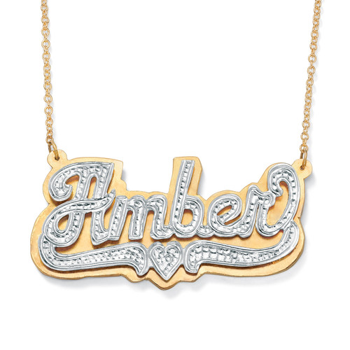 Personalized Heart Nameplate Necklace in 18k Gold over Sterling Silver