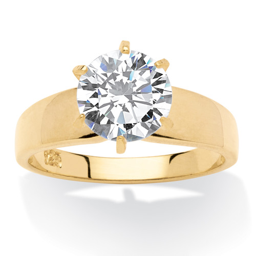 3 TCW Round Cubic Zirconia 14k Gold-plated Sterling Silver Solitaire Bridal Engagement Ring