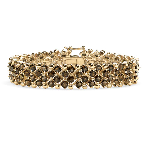 20 TCW Round Smoky Quartz Tennis Bracelet in Gold-Plated