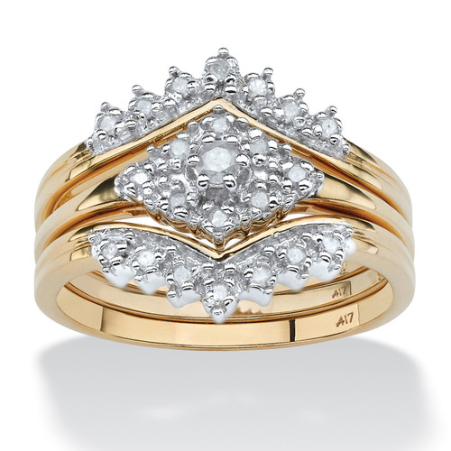 1/5 TCW Round Diamond 3-Piece Bridal Set in Solid 10k Yellow Gold