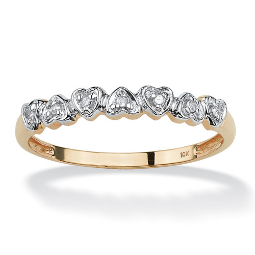 Diamond Accent Multi-Heart Promise Band Ring in Solid 10k Gold