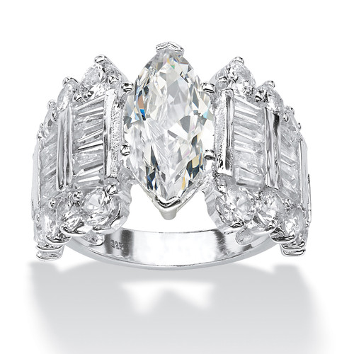6.55 TCW Marquise-Cut Cubic Zirconia Engagement Anniversary Ring in Sterling Silver
