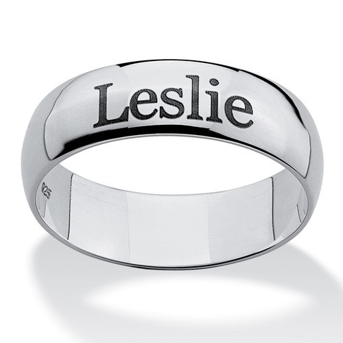 Personalized 5 mm I.D. Ring in Sterling Silver Sizes 6-16
